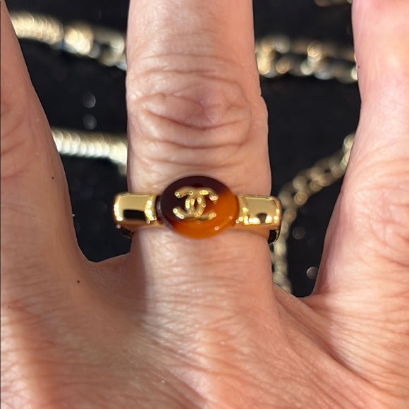 🎁Gold and Amber Gemstone Brown Women's Ring stamped and Ready to have a new Home - Picture 2 of 6